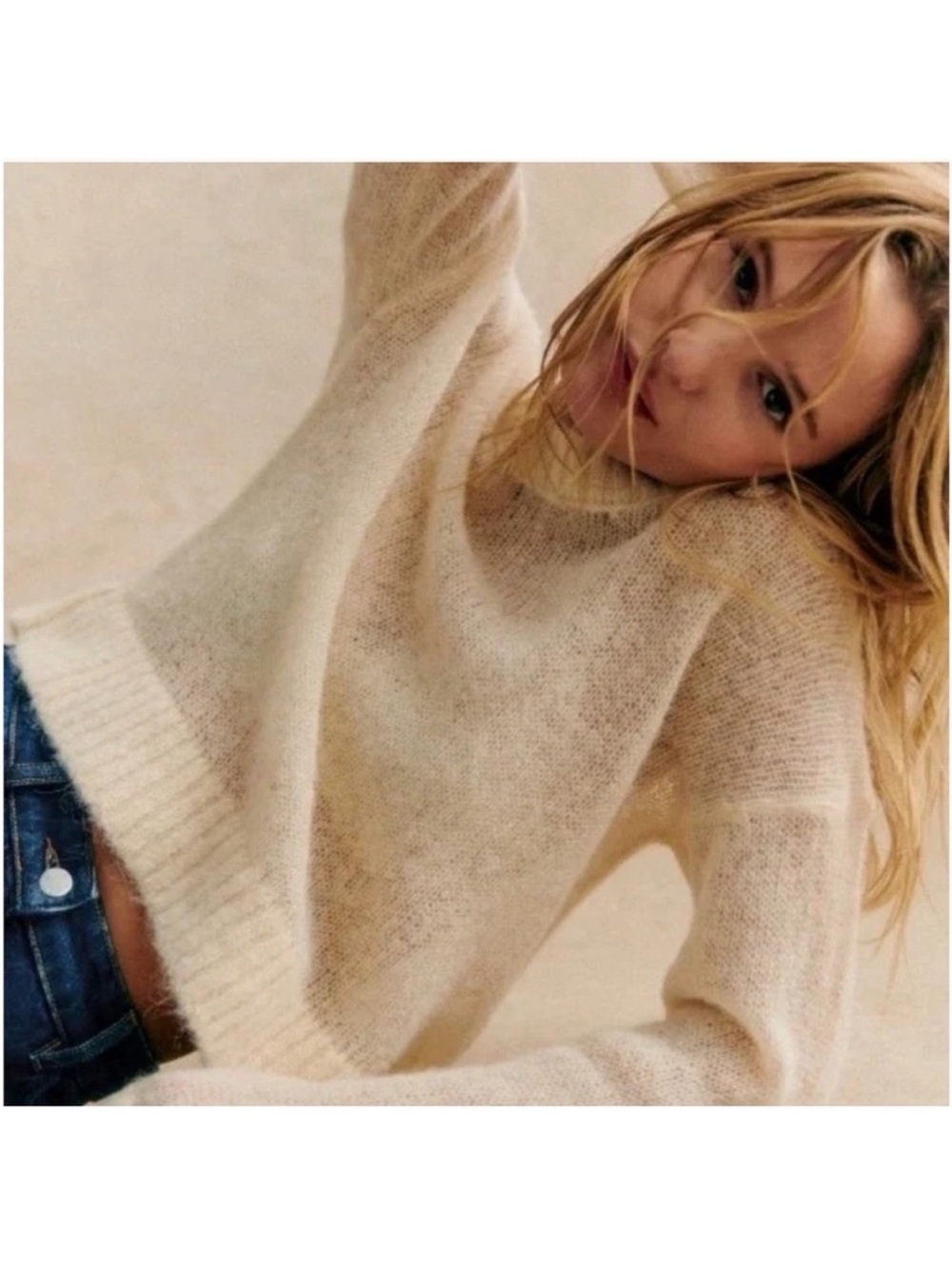 Sézane Soft Cream Scoopneck Sweater